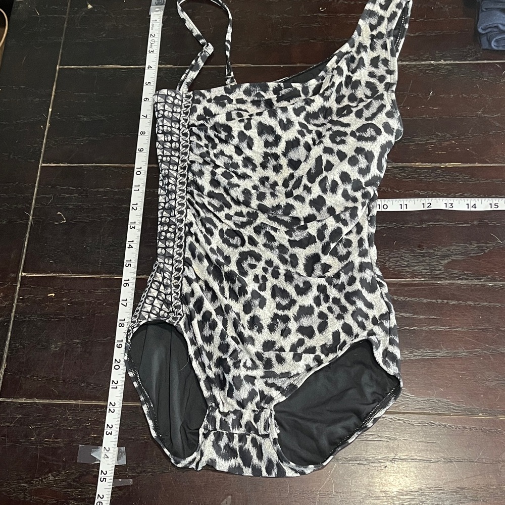 Michael Kors Black and White Leopard One Piece Swimsuit